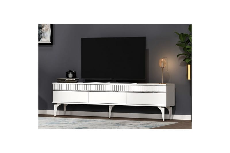 Defneia Tv-bänk 180 cm - Vit/Silver - Möbler - Tv möbel & mediamöbel - TV bänk & mediabänk