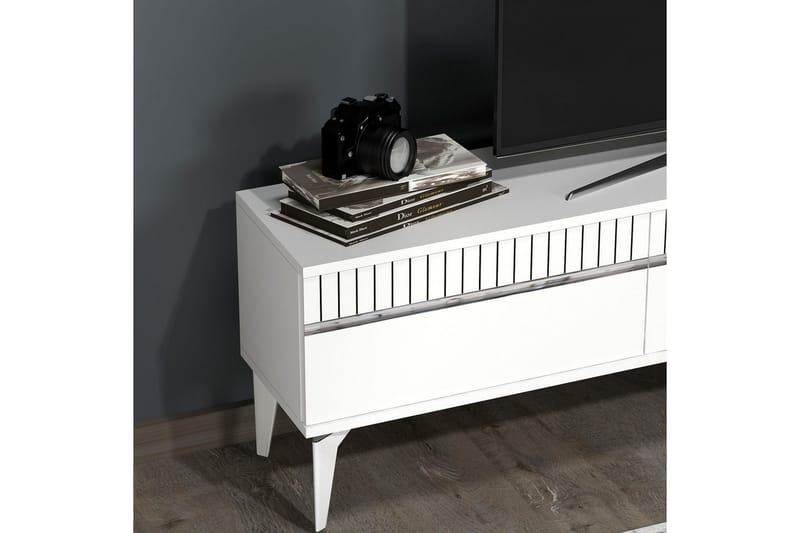 Defneia Tv-bänk 180 cm - Vit/Silver - Möbler - Tv möbel & mediamöbel - TV bänk & mediabänk