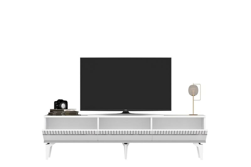 Defneia Tv-bänk 180 cm - Vit/Silver - Möbler - Tv möbel & mediamöbel - TV bänk & mediabänk