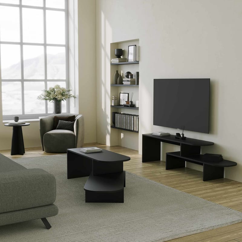 Deliones Tv-bänk 130 cm - Svart - Möbler - Tv möbel & mediamöbel - Mediastativ & väggfäste
