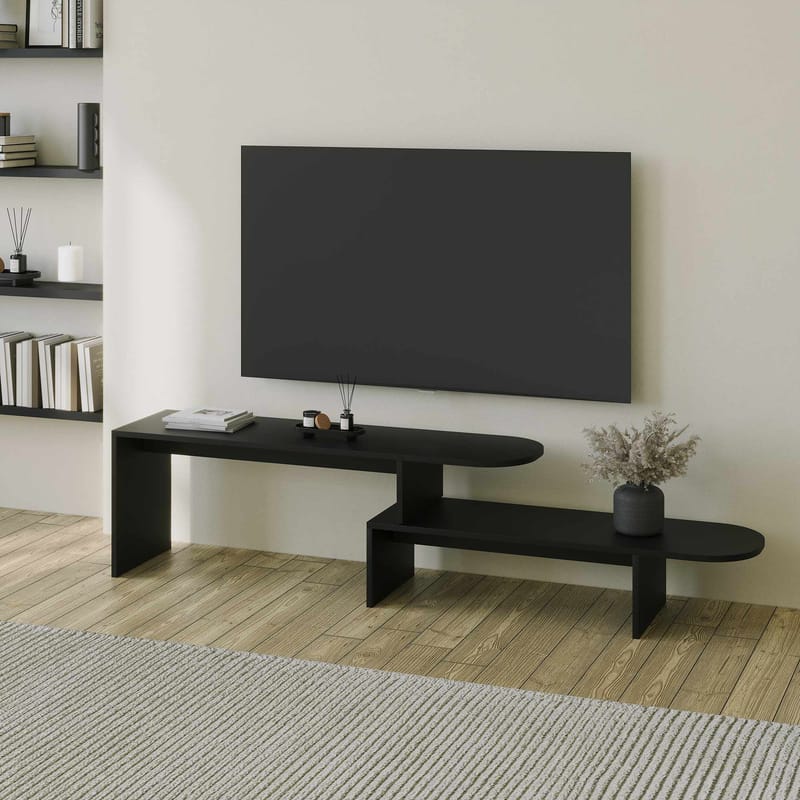 Deliones Tv-bänk 130 cm - Svart - Möbler - Tv möbel & mediamöbel - Mediastativ & väggfäste