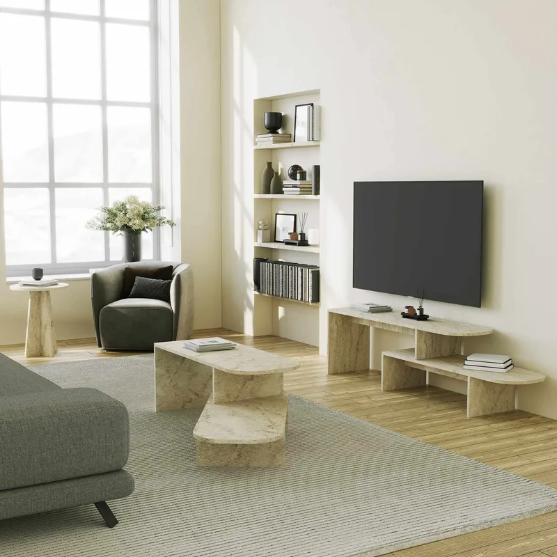 Deliones Tv-bänk 130 cm - Travertin - Möbler - Tv möbel & mediamöbel - Mediastativ & väggfäste