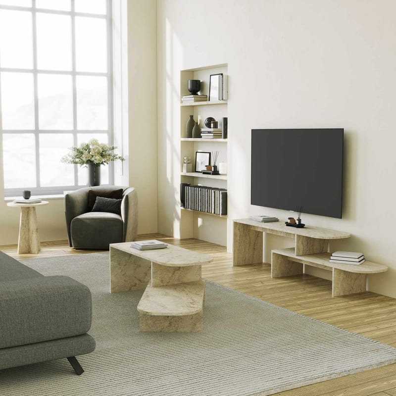 Deliones Tv-bänk 130 cm - Travertin - Möbler - Tv möbel & mediamöbel - Mediastativ & väggfäste