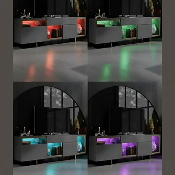 Denvar TV-bänk 180x55x32 cm - Antracit/Guld - Möbler - Tv möbel & mediamöbel - TV bänk & mediabänk