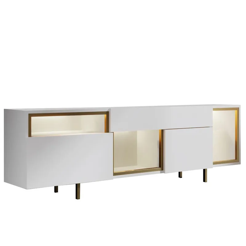 Denvar TV-bänk 180x55x32 cm - vit och guld - Möbler - Tv möbel & mediamöbel - TV bänk & mediabänk