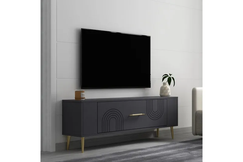 Deyric Tv-bänk 120 cm - Antracit/Guld - Möbler - Tv möbel & mediamöbel - TV bänk & mediabänk