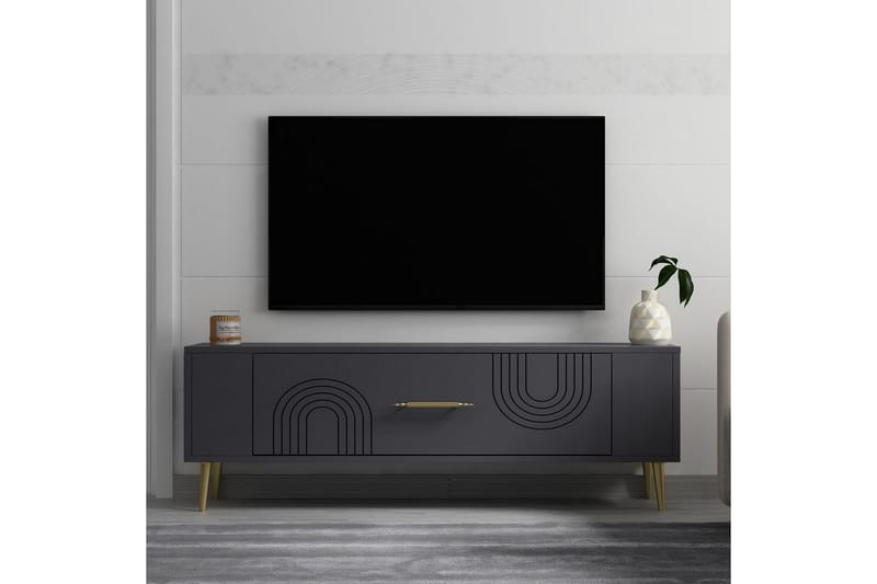Deyric Tv-bänk 120 cm - Antracit/Guld - Möbler - Tv möbel & mediamöbel - TV bänk & mediabänk