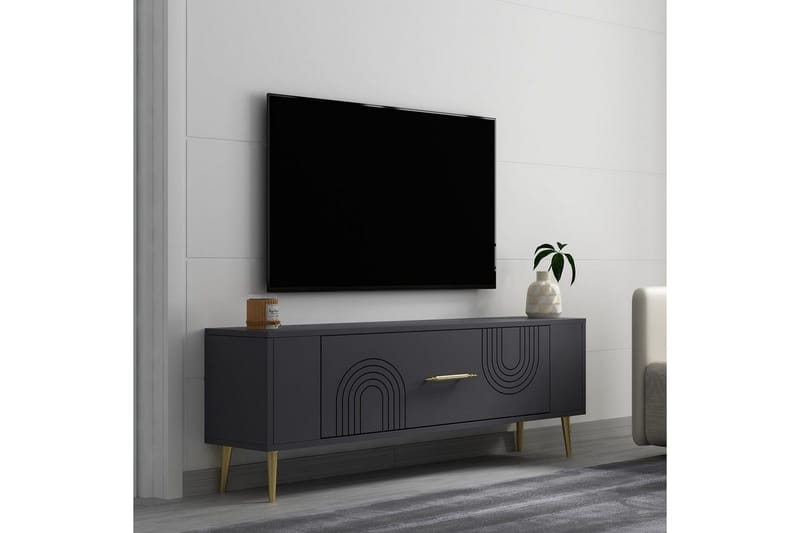 Deyric Tv-bänk 120 cm - Antracit/Guld - Möbler - Tv möbel & mediamöbel - TV bänk & mediabänk