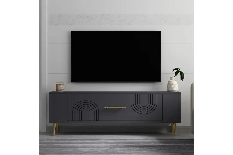 Deyric Tv-bänk 120 cm - Antracit/Guld - Möbler - Tv möbel & mediamöbel - TV bänk & mediabänk