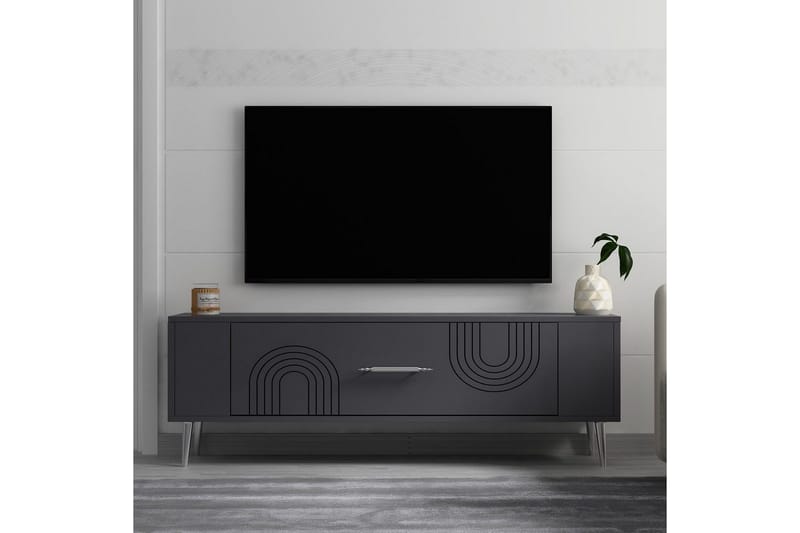 Deyric Tv-bänk 120 cm - Antracit/Silver - Möbler - Tv möbel & mediamöbel - TV bänk & mediabänk