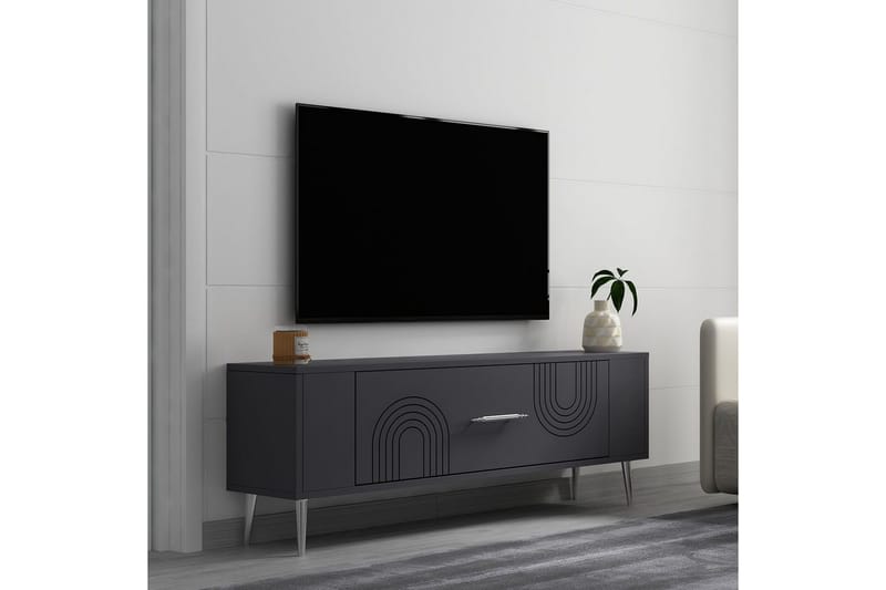 Deyric Tv-bänk 120 cm - Antracit/Silver - Möbler - Tv möbel & mediamöbel - TV bänk & mediabänk