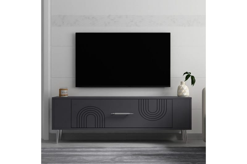 Deyric Tv-bänk 120 cm - Antracit/Silver - Möbler - Tv möbel & mediamöbel - TV bänk & mediabänk