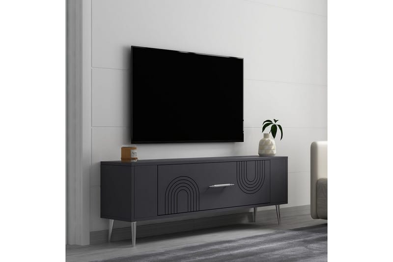 Deyric Tv-bänk 120 cm - Antracit/Silver - Möbler - Tv möbel & mediamöbel - TV bänk & mediabänk