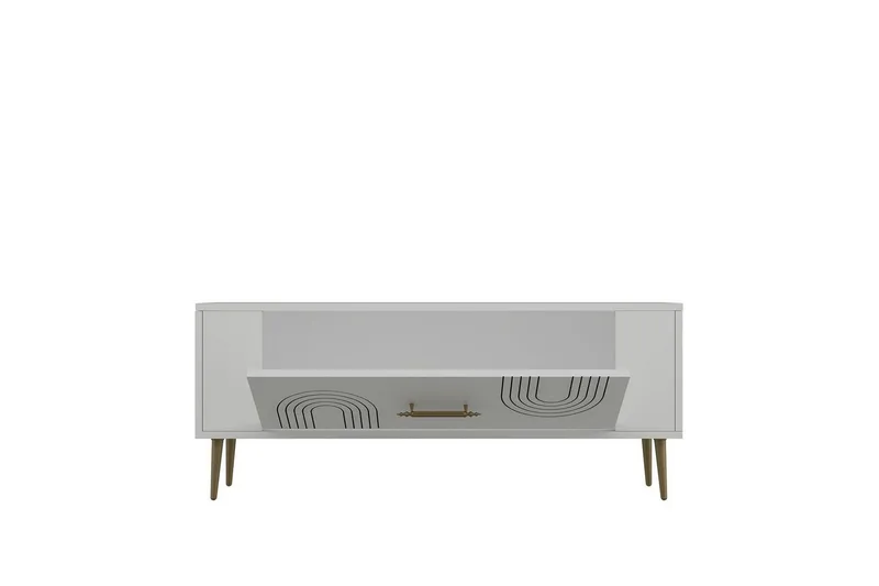 Deyric Tv-bänk 120 cm - Vit/Guld - Möbler - Tv möbel & mediamöbel - TV bänk & mediabänk