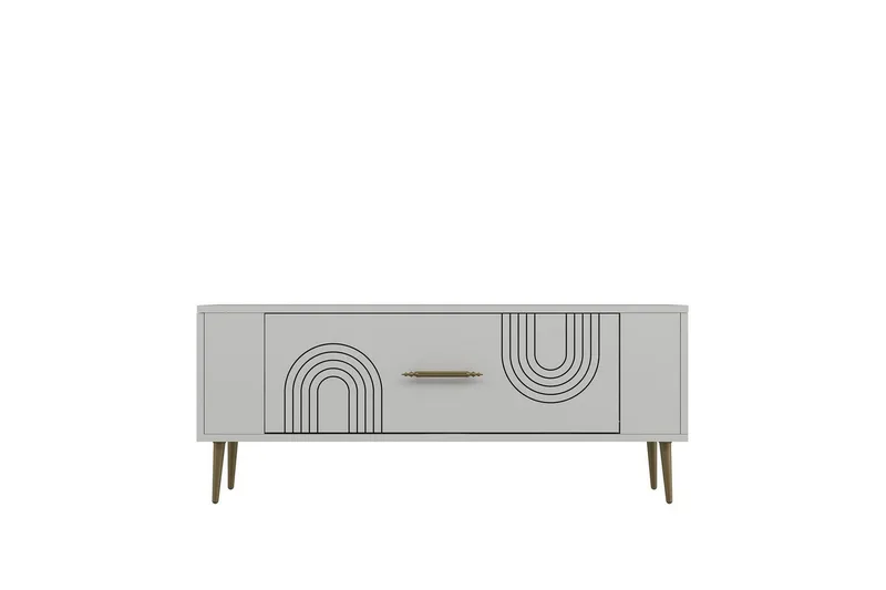 Deyric Tv-bänk 120 cm - Vit/Guld - Möbler - Tv möbel & mediamöbel - TV bänk & mediabänk