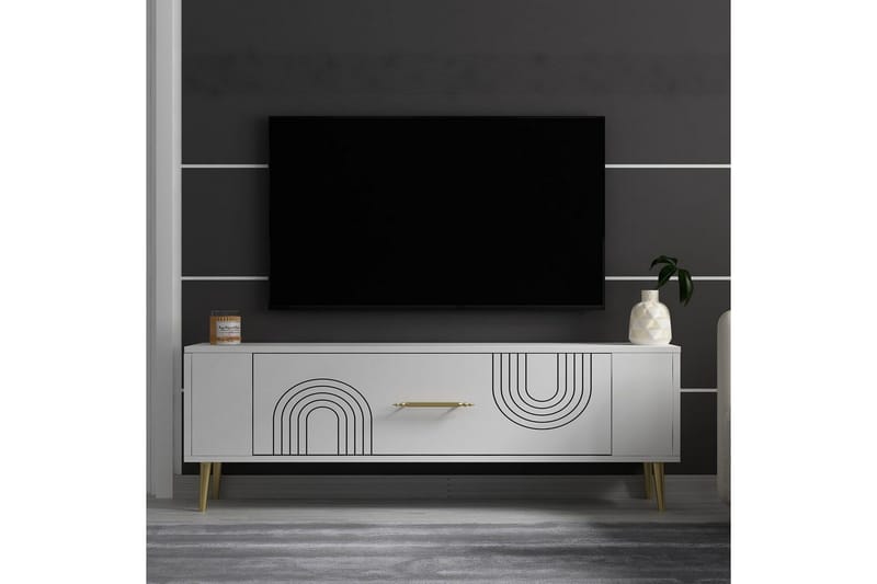 Deyric Tv-bänk 120 cm - Vit/Guld - Möbler - Tv möbel & mediamöbel - TV bänk & mediabänk