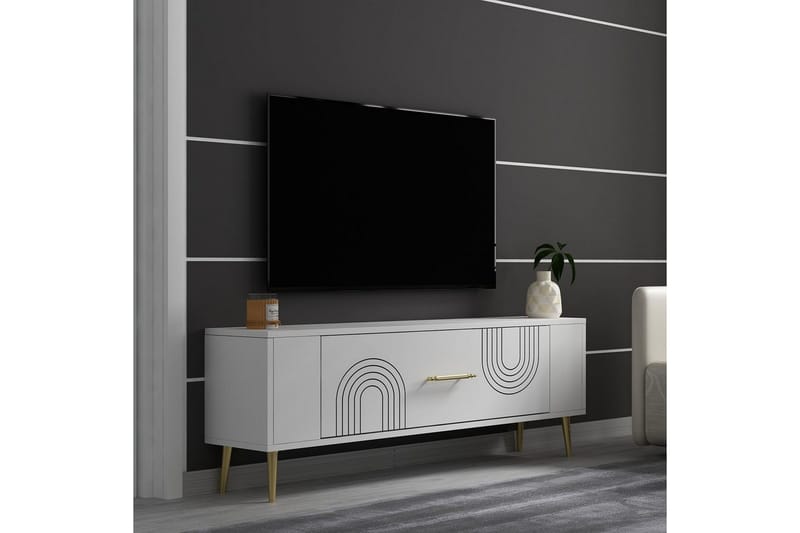 Deyric Tv-bänk 120 cm - Vit/Guld - Möbler - Tv möbel & mediamöbel - TV bänk & mediabänk