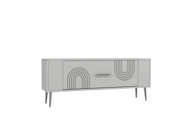 Deyric Tv-bänk 120 cm, Vit/Silver