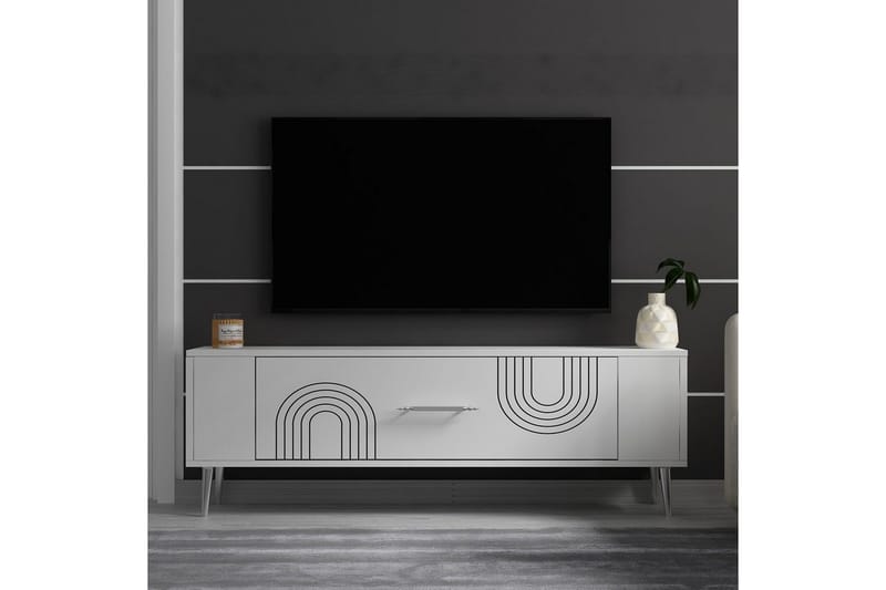 Deyric Tv-bänk 120 cm - Vit/Silver - Möbler - Tv möbel & mediamöbel - TV bänk & mediabänk