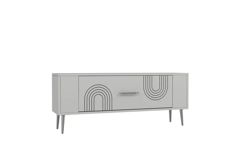 Deyric Tv-bänk 120 cm - Vit/Silver - Möbler - Tv möbel & mediamöbel - TV bänk & mediabänk