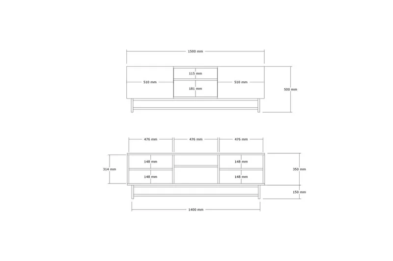 Deyvon Tv-bänk 150 cm - Valnöt - Möbler - Tv möbel & mediamöbel - TV bänk & mediabänk