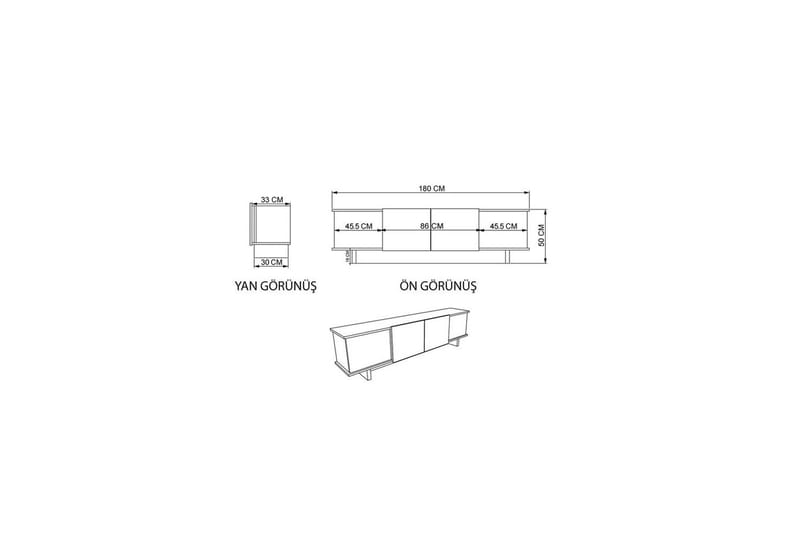 Diannare Tv-bänk 180 cm - Mediumfärgat trä/Antracit - Möbler - Tv möbel & mediamöbel - TV bänk & mediabänk