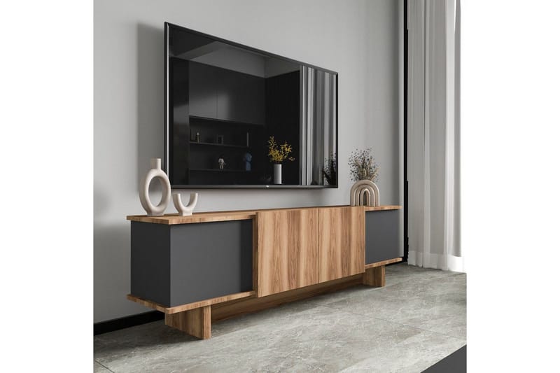 Diannare Tv-bänk 180 cm - Mediumfärgat trä/Antracit - Möbler - Tv möbel & mediamöbel - TV bänk & mediabänk