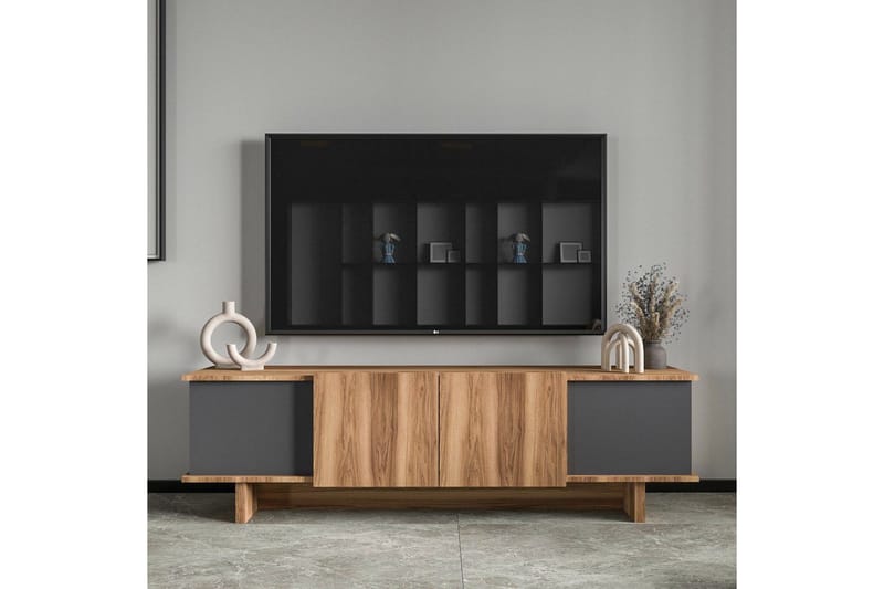 Diannare Tv-bänk 180 cm - Mediumfärgat trä/Antracit - Möbler - Tv möbel & mediamöbel - TV bänk & mediabänk