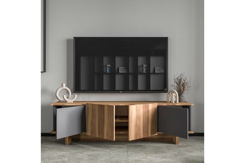 Diannare Tv-bänk 180 cm - Mediumfärgat trä/Antracit - Möbler - Tv möbel & mediamöbel - TV bänk & mediabänk