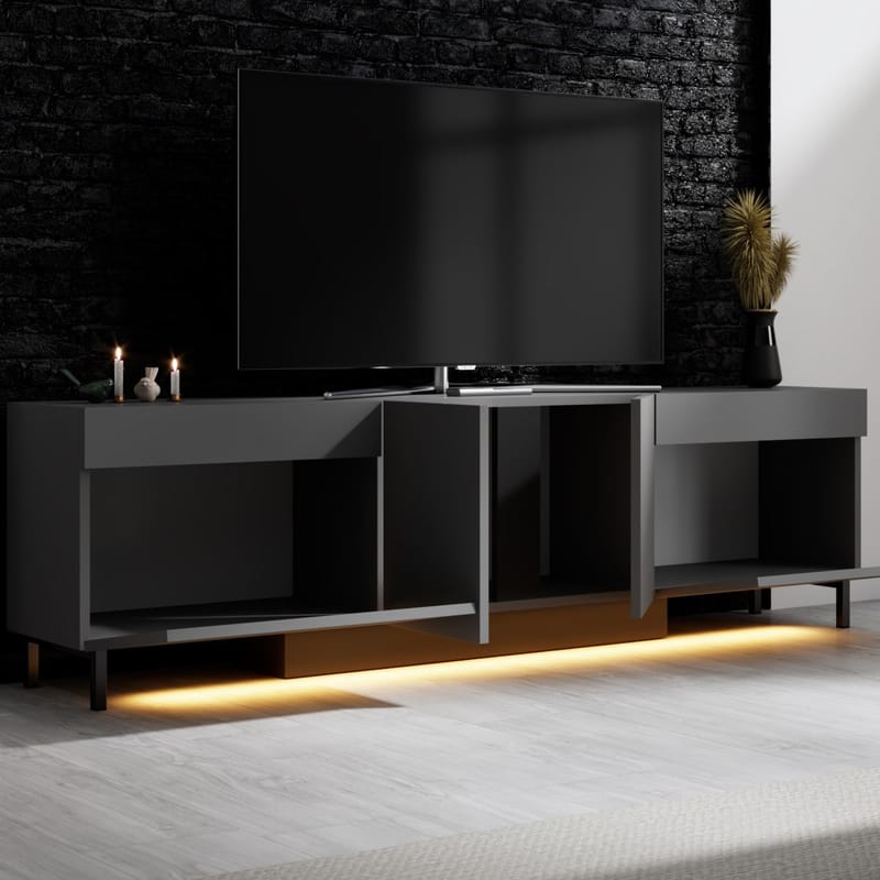 Djarhint Tv-bänk 180 cm med Förvaring i Metall - Antracit - Möbler - Tv möbel & mediamöbel - TV bänk & mediabänk