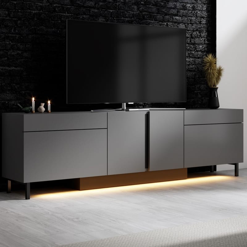 Djarhint Tv-bänk 180 cm med Förvaring i Metall - Antracit - Möbler - Tv möbel & mediamöbel - TV bänk & mediabänk
