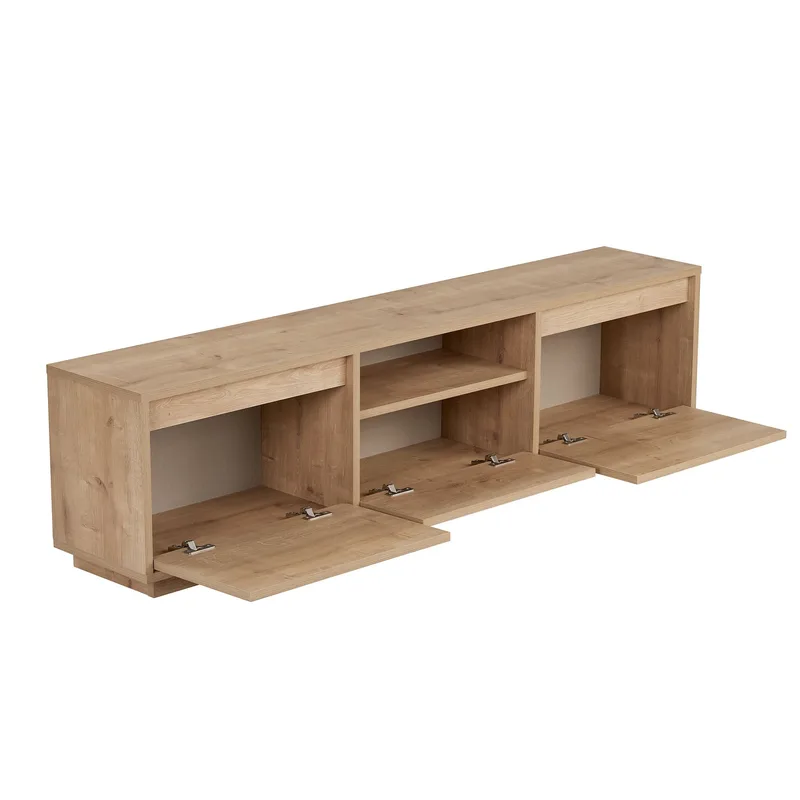 Domar TV-bänk 160 cm med Förvaring, Trä- och Ekutseende - Brun - Möbler - Tv möbel & mediamöbel - TV bänk & mediabänk
