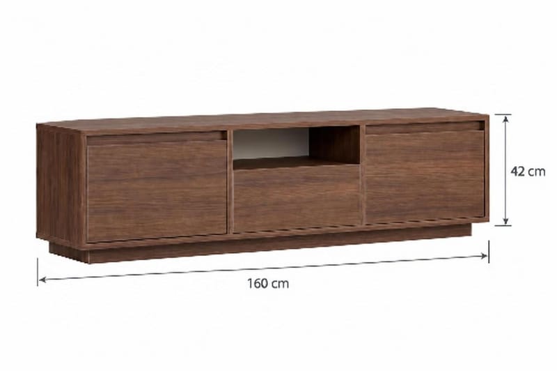 Domar TV-bänk 160 cm med Förvaring, Trä- och Valnötsutseende - Brun - Möbler - Tv möbel & mediamöbel - TV bänk & mediabänk