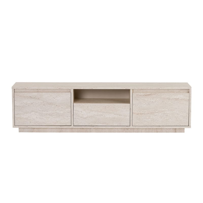 Domar TV-bänk 160 cm med Förvaring och Travertinutseende - Beige - Möbler - Tv möbel & mediamöbel - TV bänk & mediabänk
