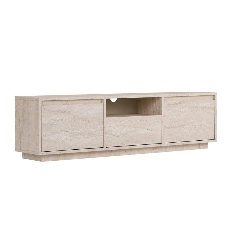Domar TV-bänk 160 cm med Förvaring och Travertinutseende - Beige - Möbler - Tv möbel & mediamöbel - TV bänk & mediabänk