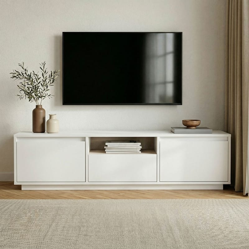 Domar TV-bänk 160 cm med Förvaring - Vit - Möbler - Tv möbel & mediamöbel - TV bänk & mediabänk