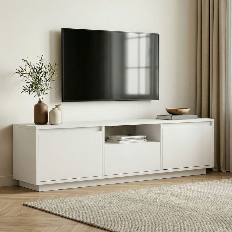 Domar TV-bänk 160 cm med Förvaring - Vit - Möbler - Tv möbel & mediamöbel - TV bänk & mediabänk