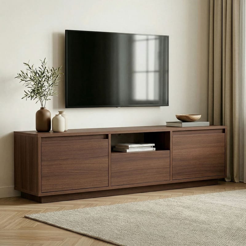 Domar Tv-bänk med Förvaring 160 cm - Valnöt - Möbler - Tv möbel & mediamöbel - TV bänk & mediabänk