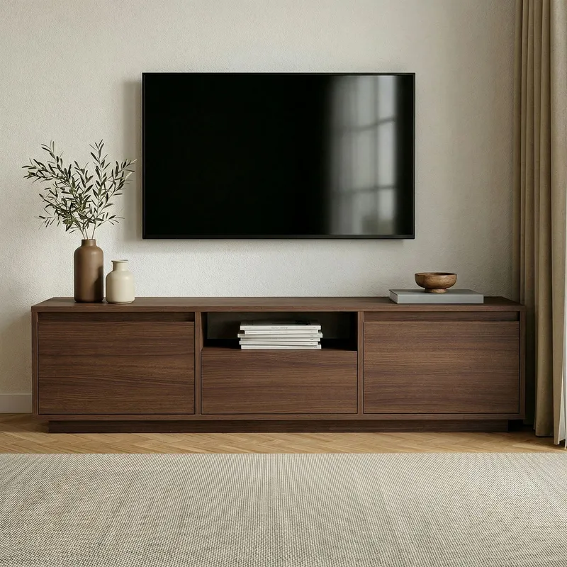 Domar Tv-bänk med Förvaring 160 cm - Valnöt - Möbler - Tv möbel & mediamöbel - TV bänk & mediabänk