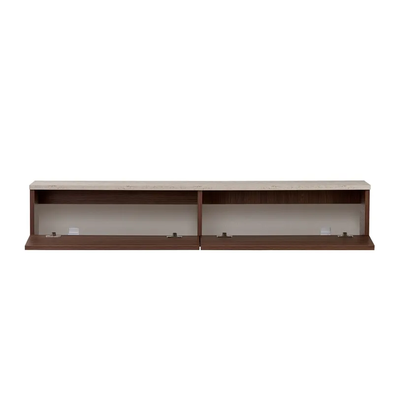 Dovren TV-bänk 140x25x25 cm - Travertin och valnöt - Möbler - Tv möbel & mediamöbel - TV hylla