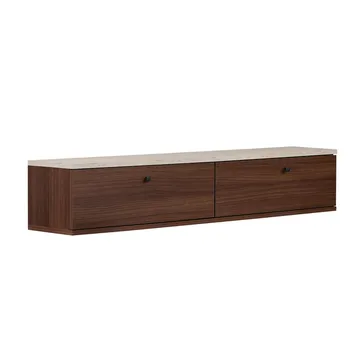 Dovren TV-bänk 140x25x25 cm - Travertin och valnöt - Möbler - Tv möbel & mediamöbel - TV hylla