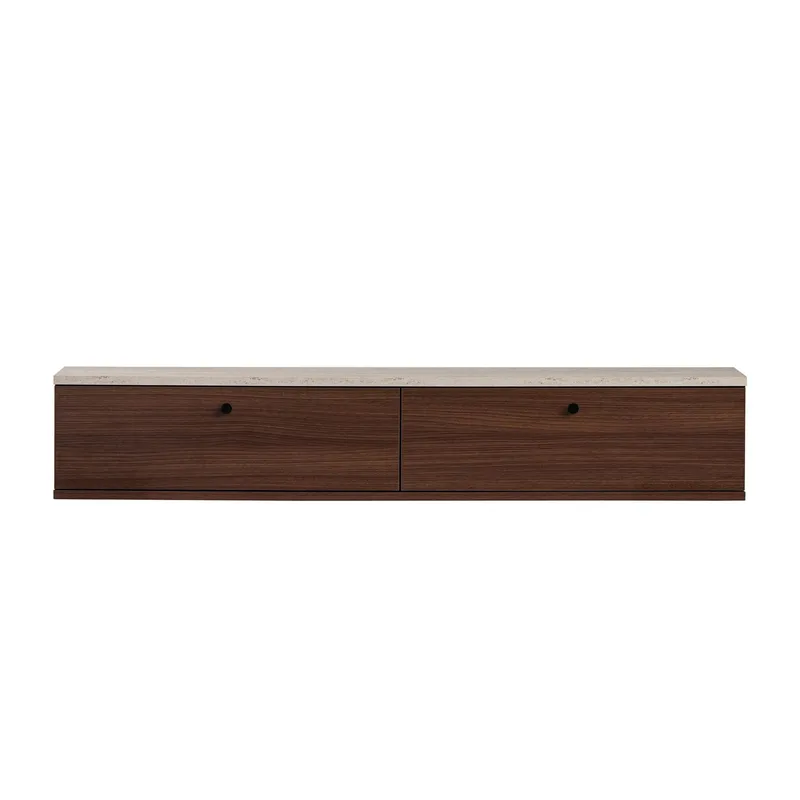 Dovren TV-bänk 140x25x25 cm - Travertin och valnöt - Möbler - Tv möbel & mediamöbel - TV hylla