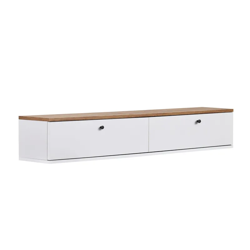 Dovren TV-bänk 160x25x25 cm, Atlantic Pine och vit