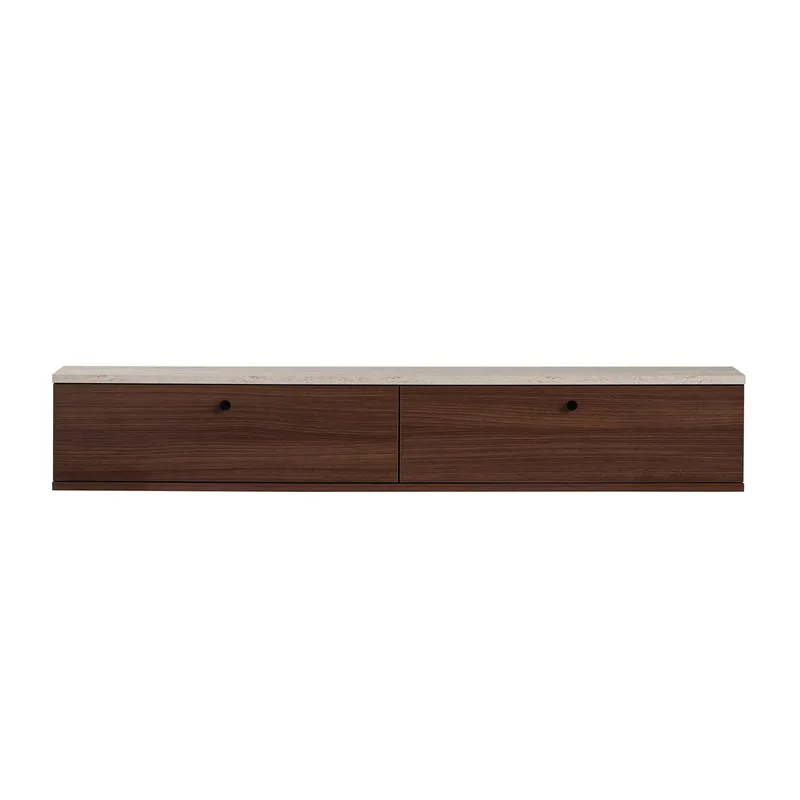 Dovren TV-bänk 160x25x25 cm - Travertin och valnöt - Möbler - Tv möbel & mediamöbel - TV hylla