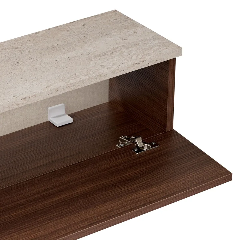 Dovren TV-bänk 160x25x25 cm - Travertin och valnöt - Möbler - Tv möbel & mediamöbel - TV hylla