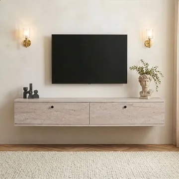 Dovren TV-bänk 160x25x25 cm - Travertin - Möbler - Tv möbel & mediamöbel - TV hylla