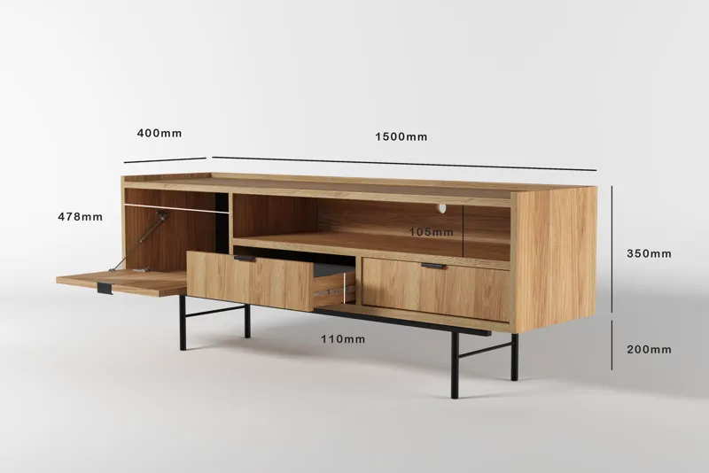 Dravo Tv-Bänk 150 cm - Naturlig hickory - Möbler - Tv möbel & mediamöbel - TV bänk & mediabänk