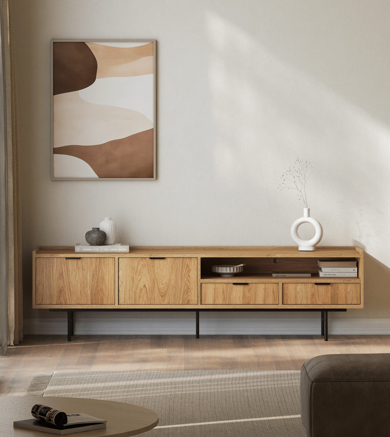 Dravo Tv-Bänk 200 cm - Naturlig hickory - Möbler - Tv möbel & mediamöbel - TV bänk & mediabänk