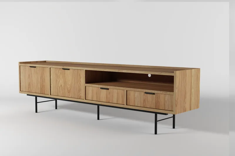 Dravo Tv-Bänk 200 cm, Naturlig hickory