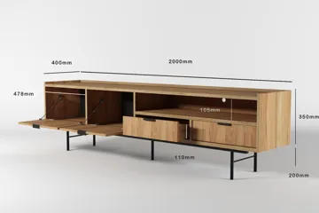 Dravo Tv-Bänk 200 cm - Naturlig hickory - Möbler - Tv möbel & mediamöbel - TV bänk & mediabänk